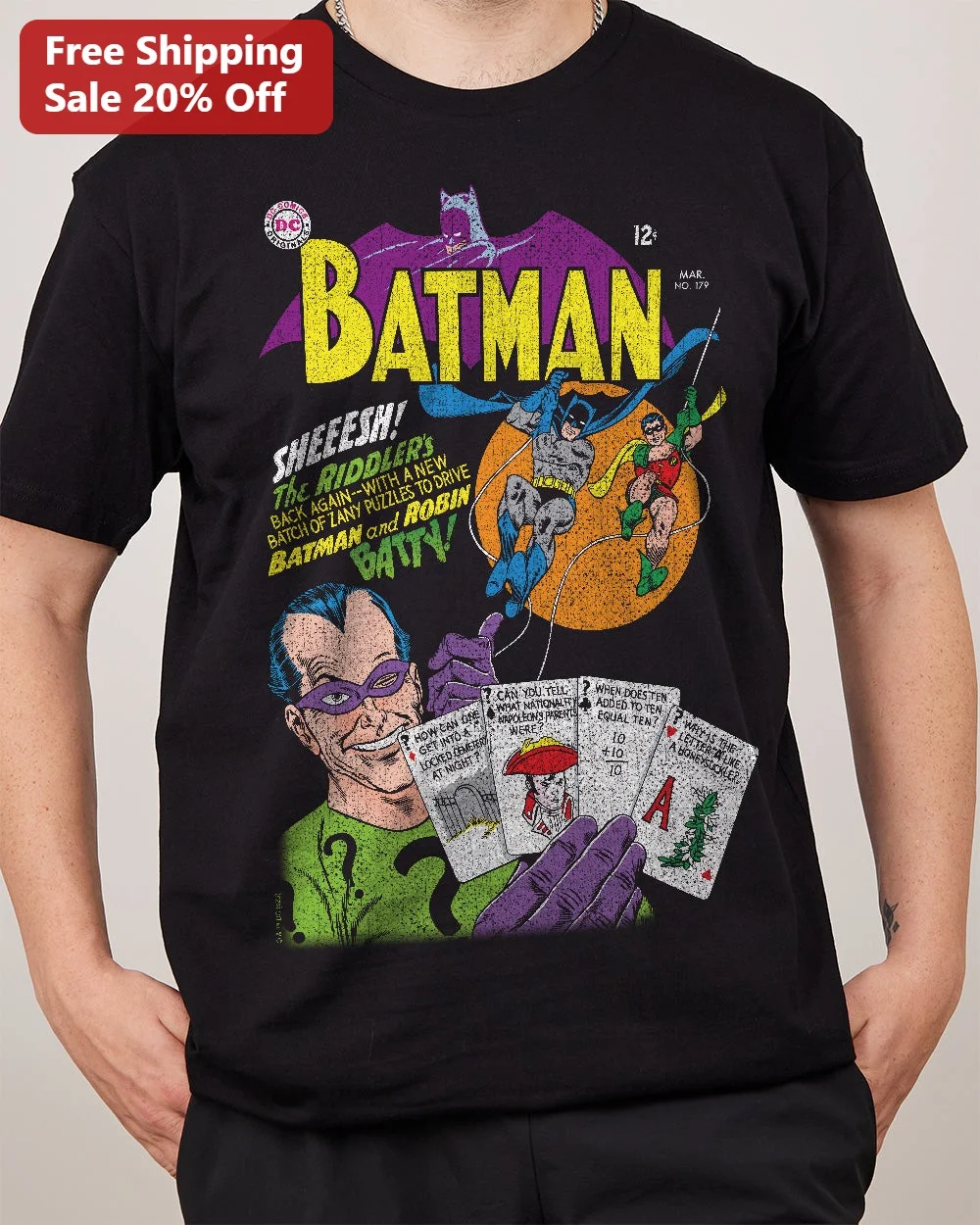 Batman Sheeesh The Riddler Tee Vintage Comic Book Graphic Shirt for DC Fans