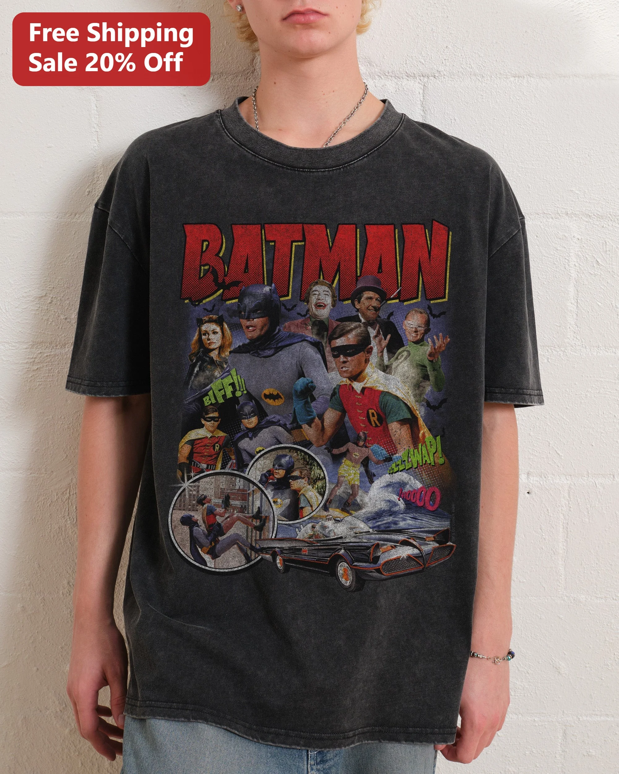 BATMAN Tee Vintage 1960s TV Series Cast Graphic Shirt for Men Women