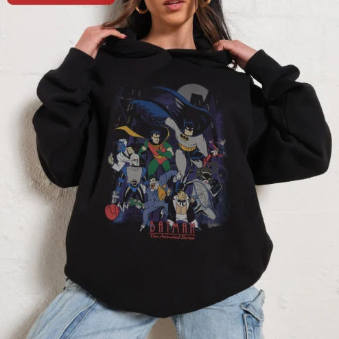 BATMAN The Animated Series Hoodie Retro 90s Cartoon Villains Merch