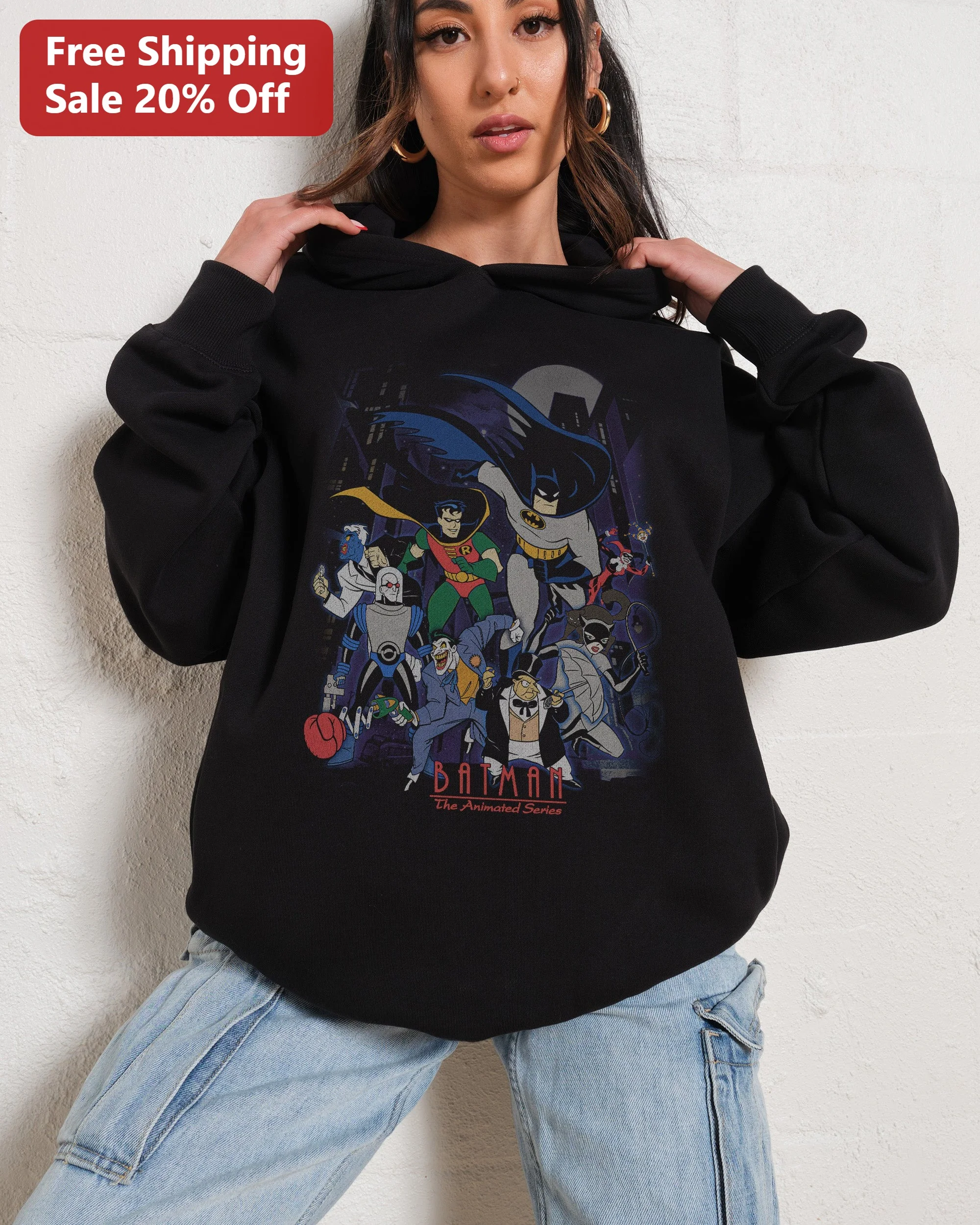 BATMAN The Animated Series Hoodie Retro 90s Cartoon Villains Merch
