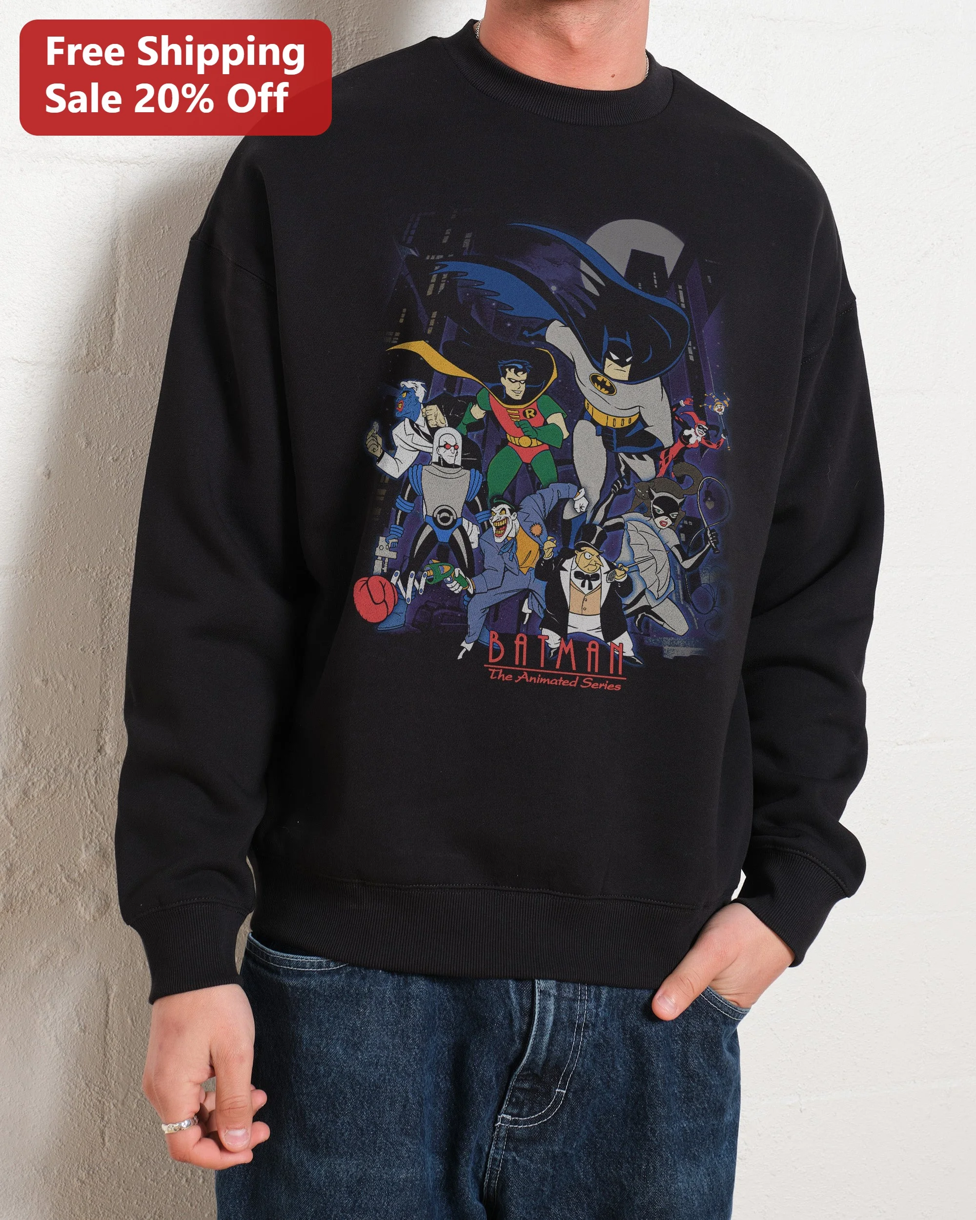 BATMAN The Animated Series Sweatshirt BTAS Villains Robin Joker Catwoman Harley Quinn Retro 90s DC Comics Merch