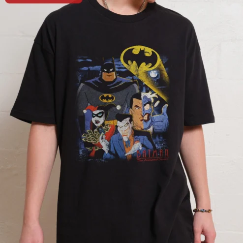 BATMAN The Animated Series Tee BTAS Joker Harley Quinn Vintage Comic Art Deco Graphic Shirt for Men Women