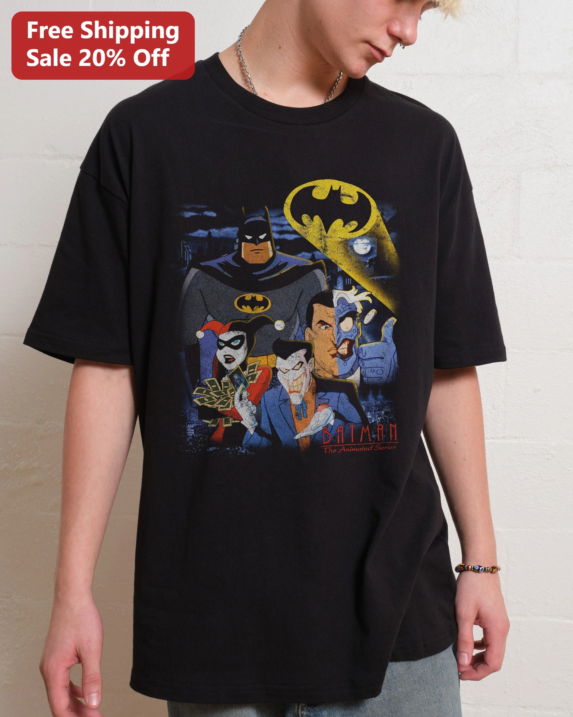 BATMAN The Animated Series Tee BTAS Joker Harley Quinn Vintage Comic Art Deco Graphic Shirt for Men Women