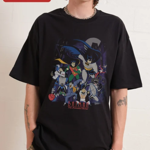 BATMAN The Animated Series Tee BTAS Villains Gotham City Retro Comic Book Graphic Shirt