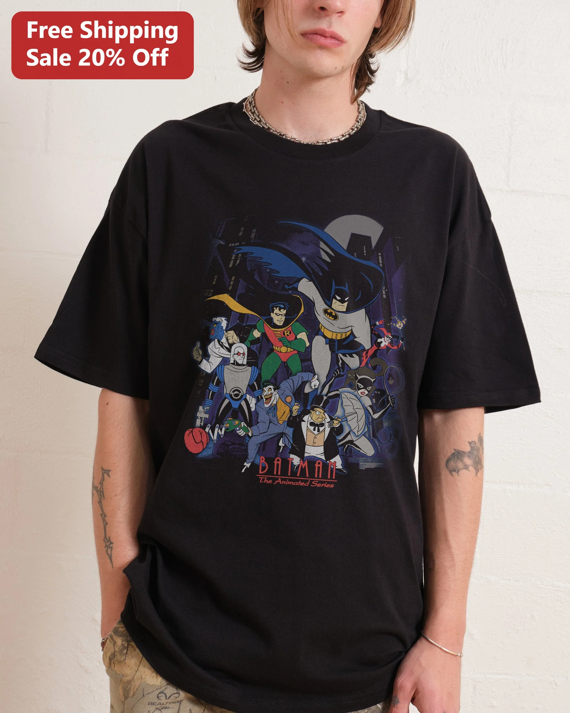 BATMAN The Animated Series Tee BTAS Villains Gotham City Retro Comic Book Graphic Shirt