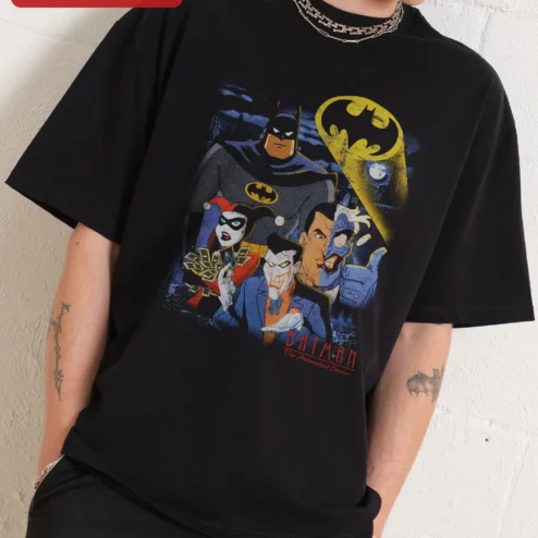 BATMAN The Animated Series Tee Vintage Joker Harley Quinn Two-Face Graphic Shirt