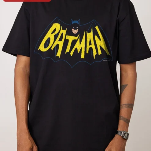 Batman Vintage 60s Logo Distressed Graphic Tee for Men Women DC Comics Fans
