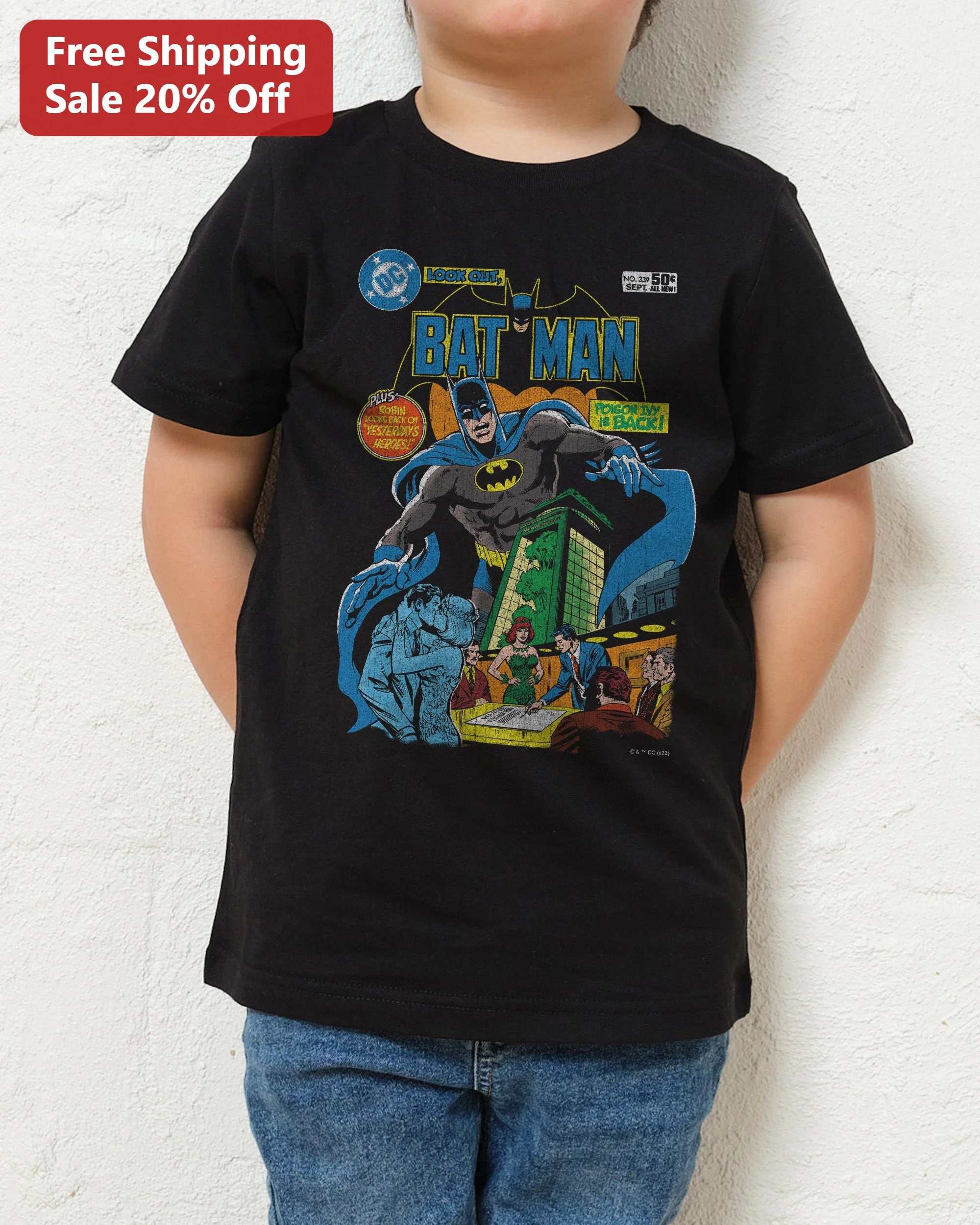 BATMAN Vintage Comic Book Cover Graphic Tee for Kids and Adults