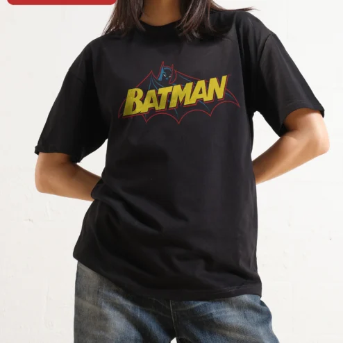 Batman Vintage Graphic Tee Retro DC Comics Logo T-Shirt for Women Men