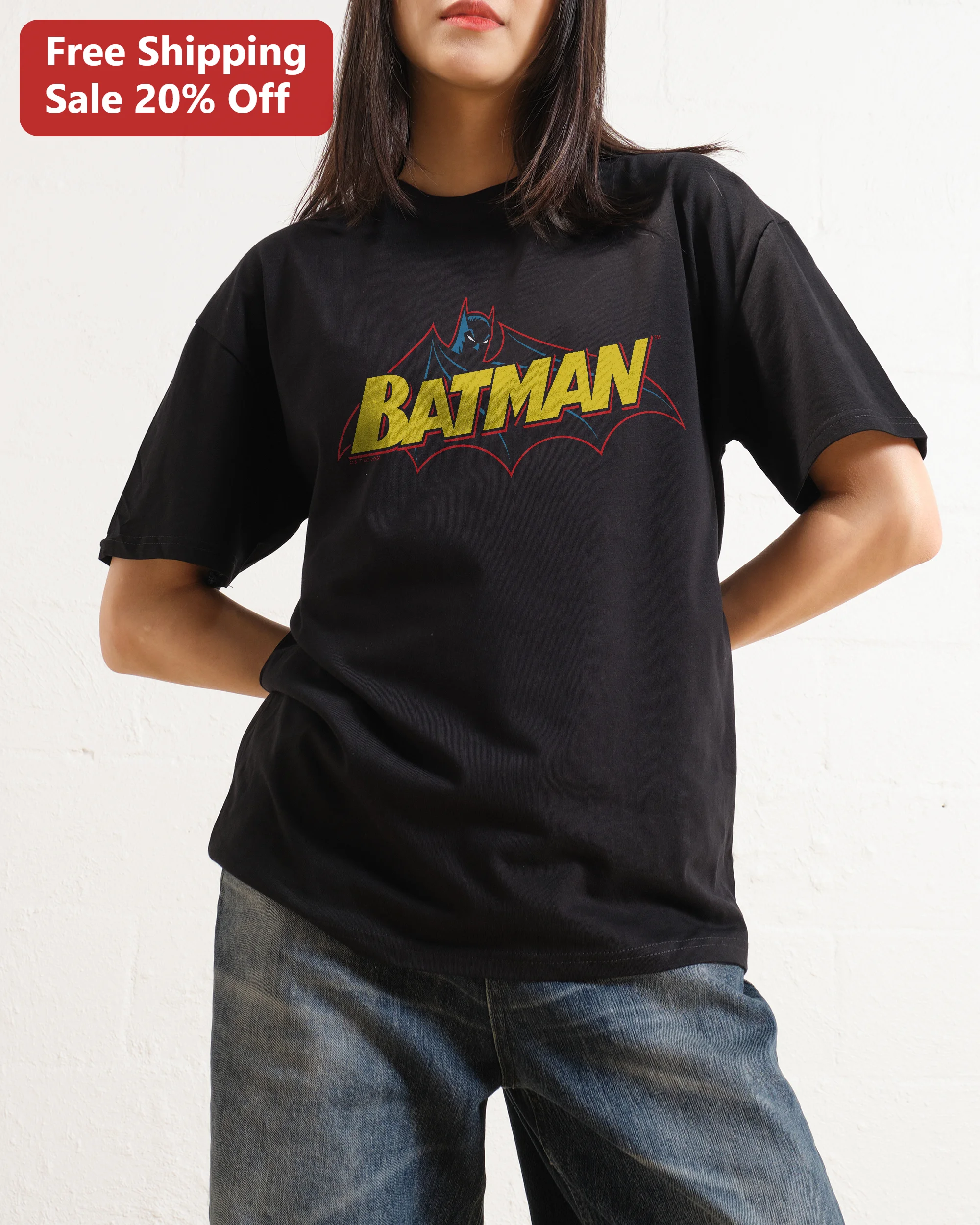 Batman Vintage Graphic Tee Retro DC Comics Logo T-Shirt for Women Men