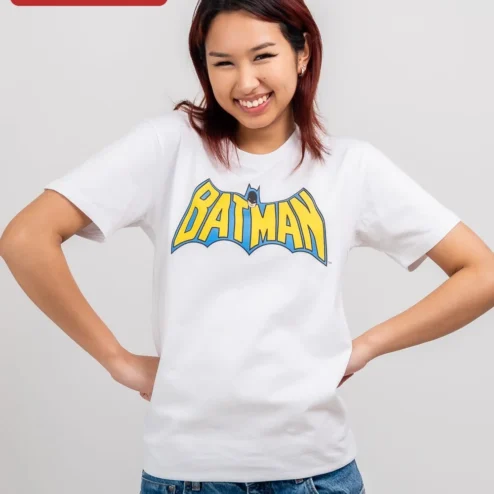 Batman Vintage Yellow Batwing Logo Graphic Tee for Women