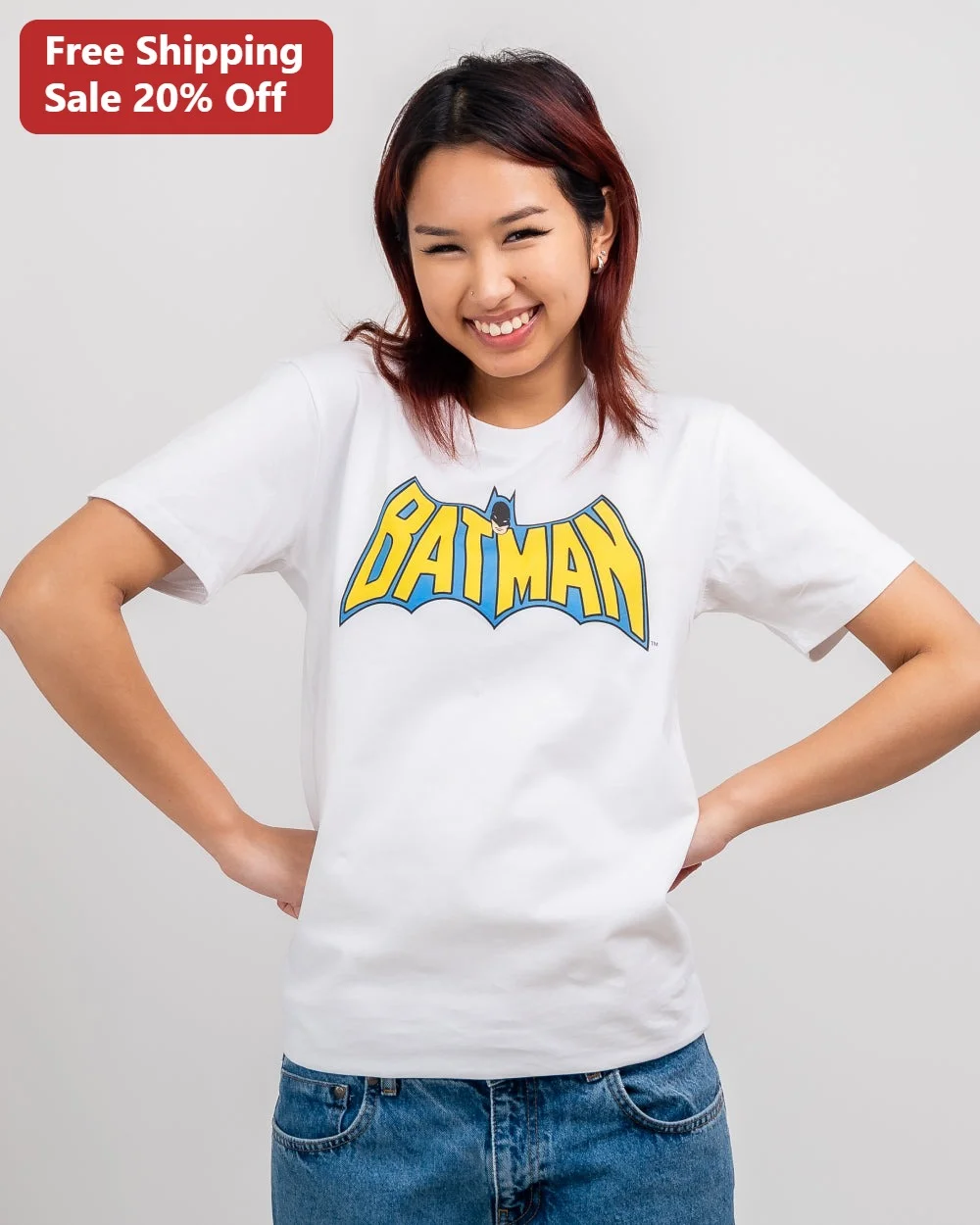 Batman Vintage Yellow Batwing Logo Graphic Tee for Women