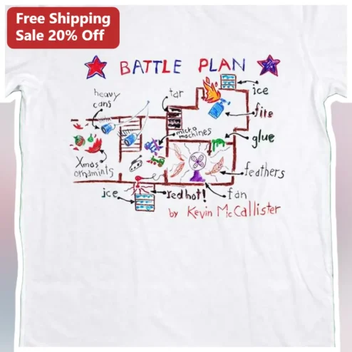 Battle Plan Tee Kevin McCallister Home Alone Graphic Shirt Funny Christmas Movie Gift