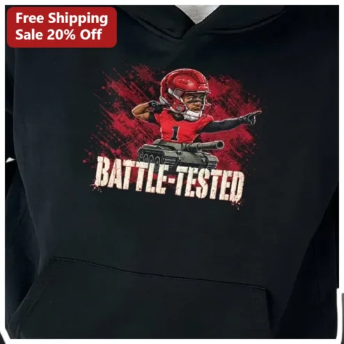Battle-Tested Football Player Hoodie Funny Cartoon Athlete Gift