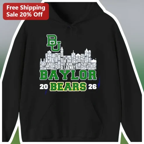 Baylor Bears Hoodie Personalized Roster Skyline Design Big 12 College Football Fan Gear