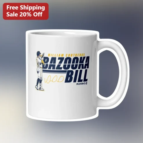 BAZOOKA BILL William Contreras Baseball Mug Milwaukee Brewers Fan Gift