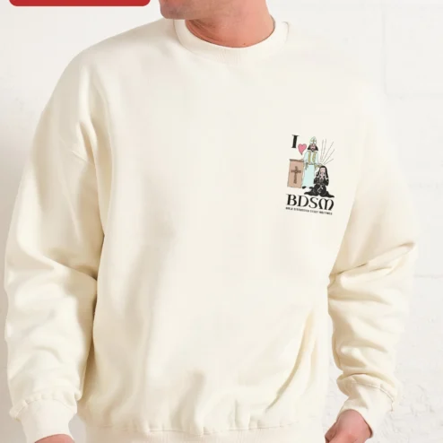 Customer in Chicago, Illinois wearing BDSM Bible Discussion Study Meetings Sweatshirt I Love BDSM Christian Kink Humor