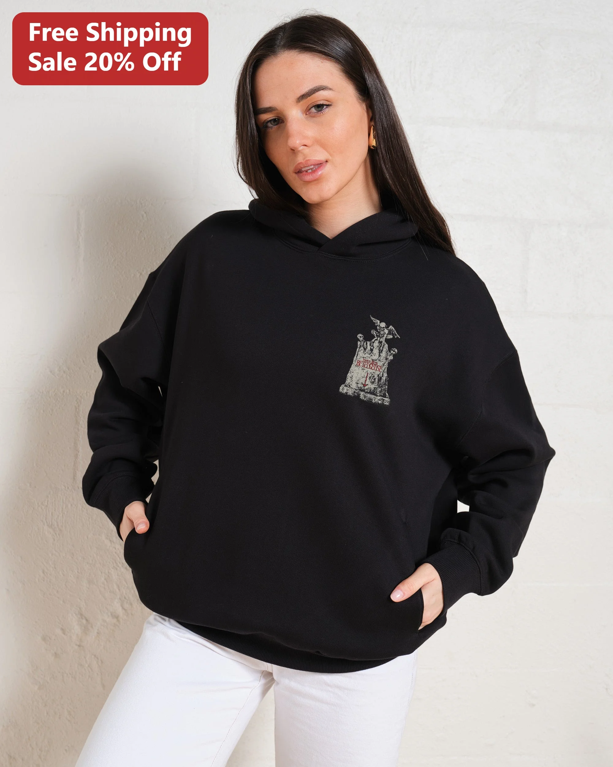 BE KIND Hoodie Gothic Skeleton Grave Design Alternative Streetwear Pullover