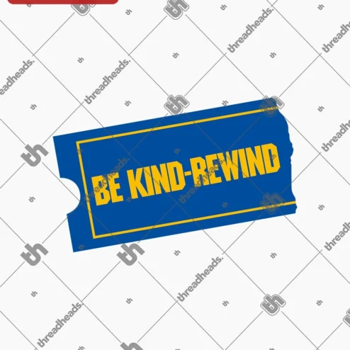 Customer in Chicago, Illinois wearing Be Kind Rewind Vintage Ticket Logo Tee Retro Cinema Nostalgia Graphic T-Shirt for Movie Fans