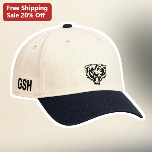 Bear Head Dad Hat Personalized Custom Initials Embroidered Baseball Cap for Men Women