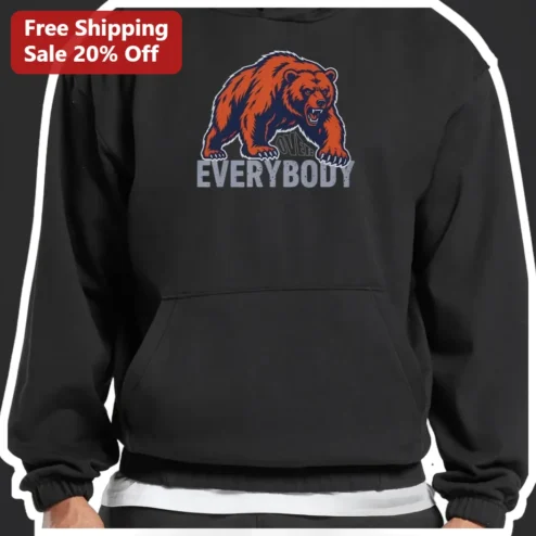 Bear Over Everybody Hoodie Vintage Distressed Chicago Bears Parody Graphic Sweatshirt for Men Women Sports Fans