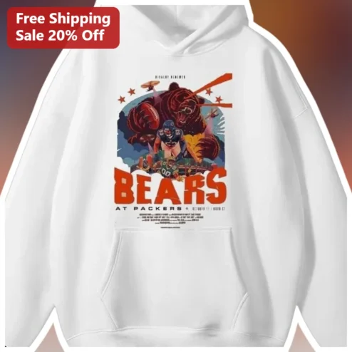 BEARS AT PACKERS Vintage NFL Rivalry Hoodie for Men Game Day Apparel