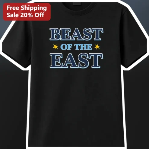 Beast of the East Collegiate Varsity Tee Retro Sports Graphic Shirt for Men Women