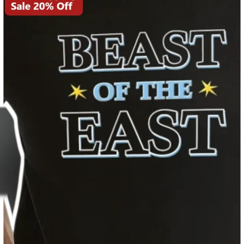 Beast of the East Varsity Block Letter Graphic Tee for Athletes and Gym Motivation