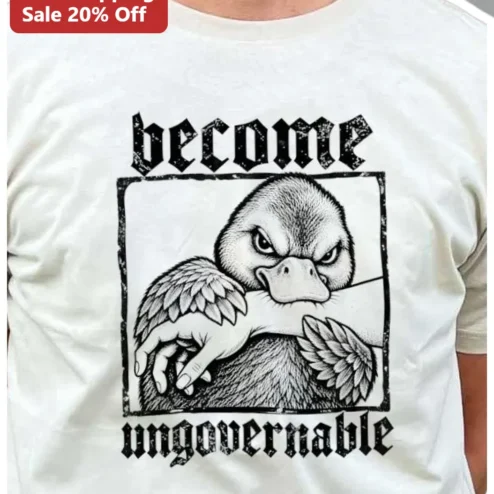 Become Ungovernable Angry Platypus Graphic Tee Unisex Punk Rock Animal Shirt