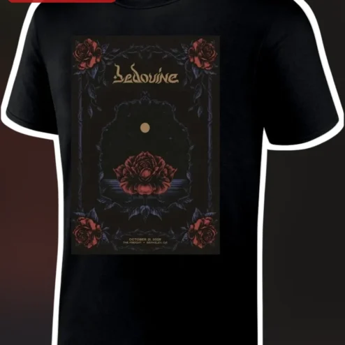 Bedouine Tee Gothic Floral Band Merch Shirt for Indie Rock Fans