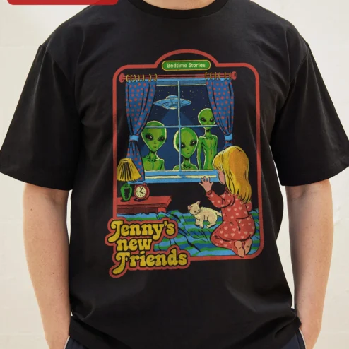Bedtime Stories Jenny's New Friends Retro Alien Graphic Tee