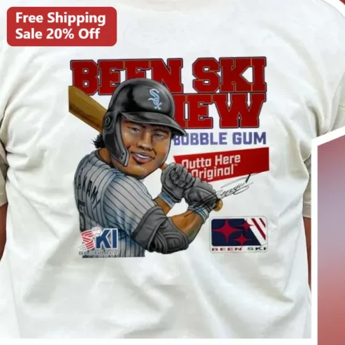 Been Ski New Bobble Gum Outta Here Original Luis Robert Jr. White Sox Graphic Tee