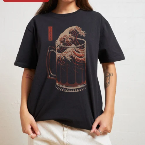 Beer Great Wave Ukiyo-E Parody Tee Hokusai Style Craft Beer Lover Gift available at our Chicago, Illinois warehouse