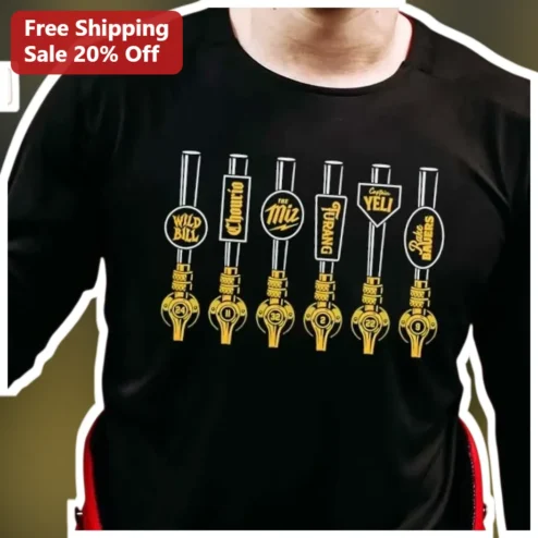 Beer Tap Handles Sports Team Tee Custom Name Personalized Baseball Fan Gift for Men Women