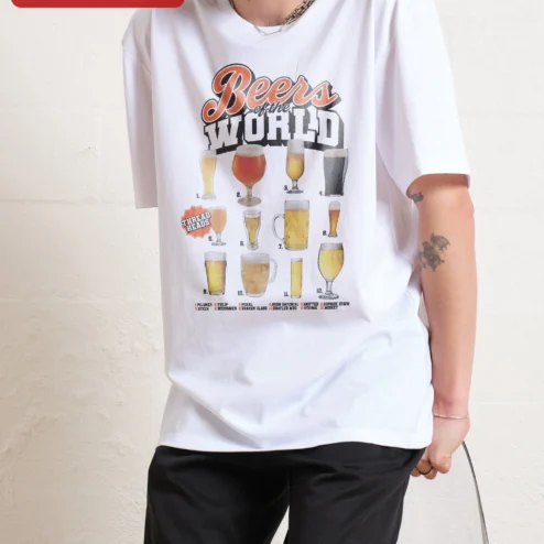 Customer in Chicago, Illinois wearing Beers of the World Tee Vintage Beer Glass Guide Graphic Shirt for Craft Beer Lovers