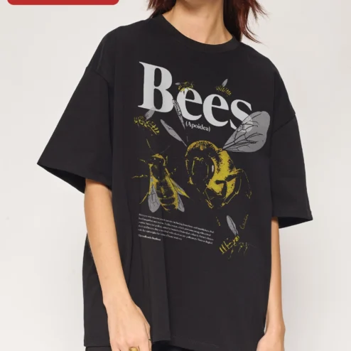Bees Apoidea Graphic Tee Vintage Scientific Bee Chart Illustration Shirt for Nature Lovers