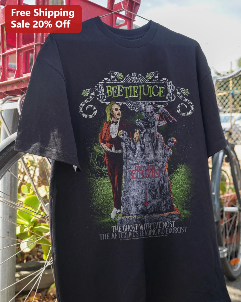 Beetlejuice Here Lies Tombstone Tee Ghost With The Most Bio Exorcist Halloween Shirt