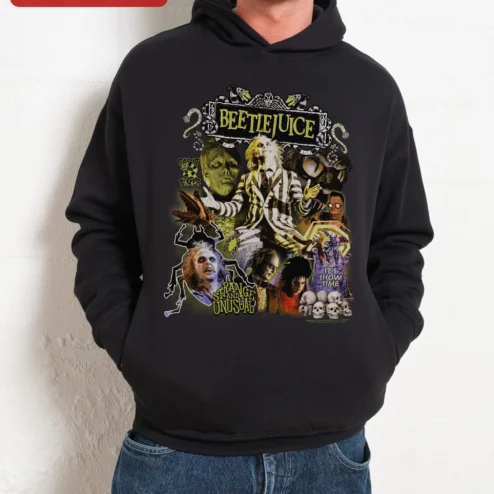 Beetlejuice Say It 3 Times Strange and Unusual Its Show Time Graphic Hoodie