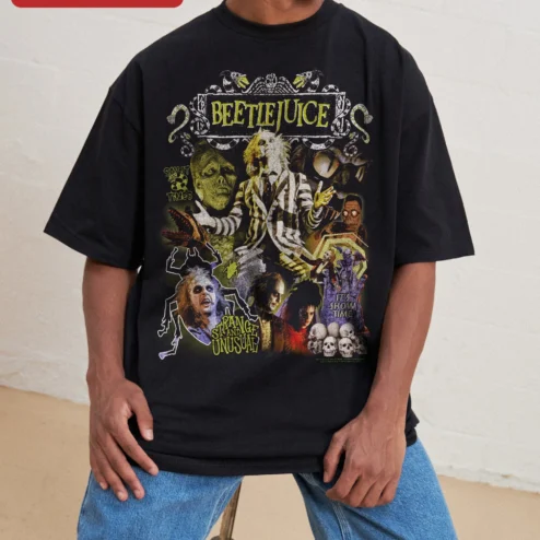 Beetlejuice Say It 3 Times Strange and Unusual Vintage Graphic Tee