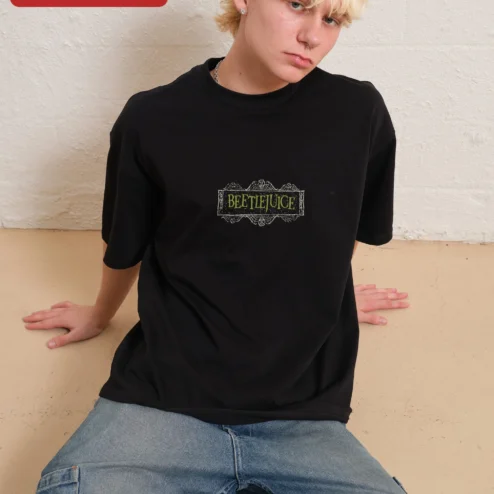 Beetlejuice Tee Vintage Gothic Logo Graphic T-Shirt for Men Women Halloween Horror Movie Fan Gift