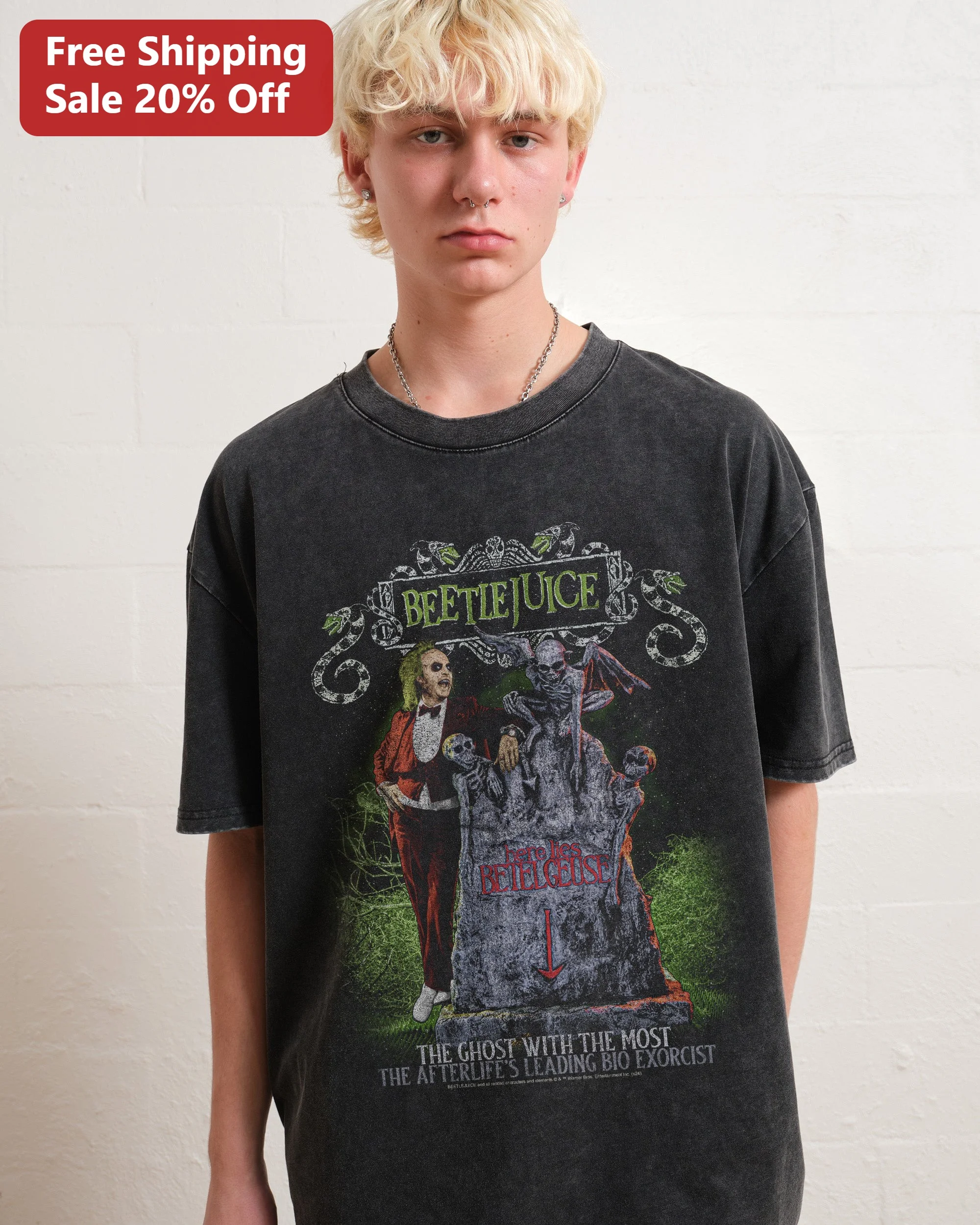 Beetlejuice The Ghost With The Most Bio Exorcist Tee Vintage Horror Graphic Shirt