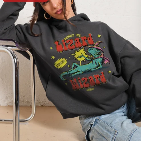 Behold The Lizard Wizard Hoodie Cold Blooded Magic Reptile Graphic Pullover For Fantasy Fans And Reptile Owners