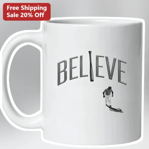 BELIEVE Baseball Mug Inspirational Sports Gift for Players Coaches Fans