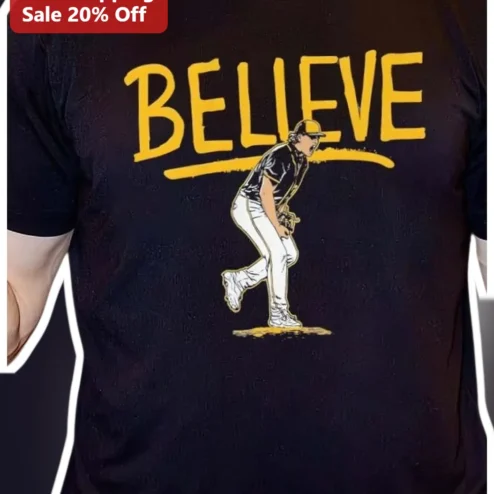Believe Baseball Pitcher Motivational Graphic Tee for Players and Coaches