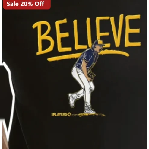 Believe Baseball Player Graphic Tee Vintage Athletic Motivational Shirt for Men Women
