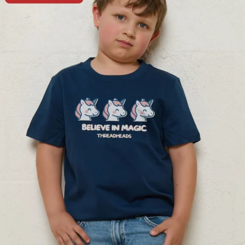 Customer in Chicago, Illinois wearing Believe In Magic Unicorn Kids Tee Cute Cartoon Graphic T-Shirt For Toddlers