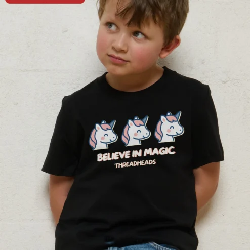 Believe In Magic Unicorn Kids Tee Cute Cartoon Graphic T-Shirt For Toddlers