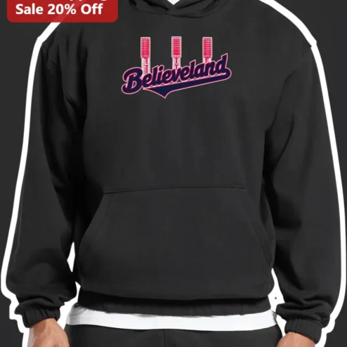 Believeland Hoodie Cleveland Sports Fan Apparel Black Pullover Sweatshirt for Men Women Game Day Gift