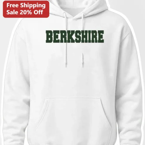 Berkshire Collegiate Block Letter Hoodie White Pullover Sweatshirt for Men Women