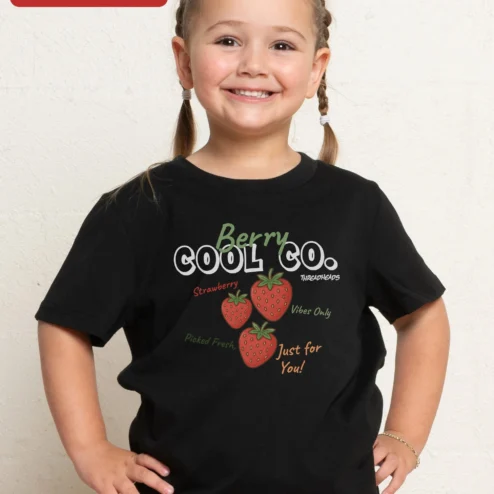 Berry Cool Co. Tee Funny Strawberry Graphic Kids Cotton Shirt